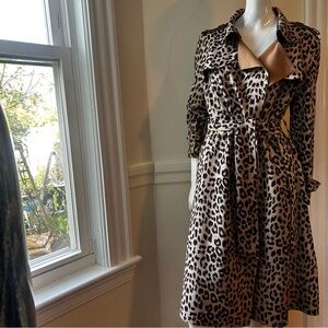 Elegant Leopard Print Long Sleeve Dress/ Coat size S